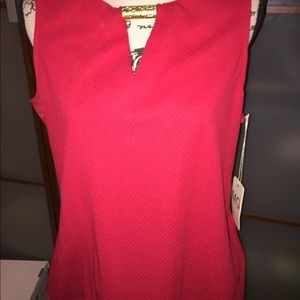 MARIA GABRIELLE RED TEXTURED TUNIC TOP